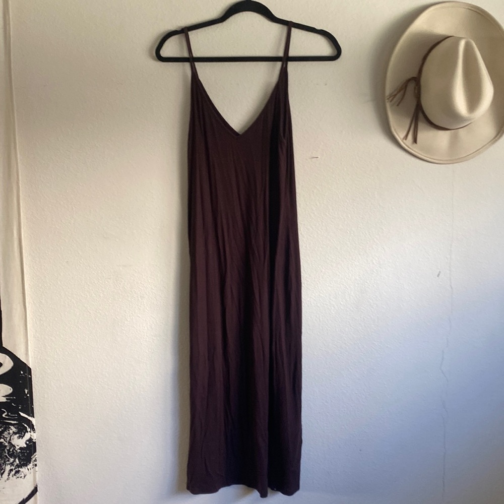 Reformation eggplant midi strapless tank ribbed dress